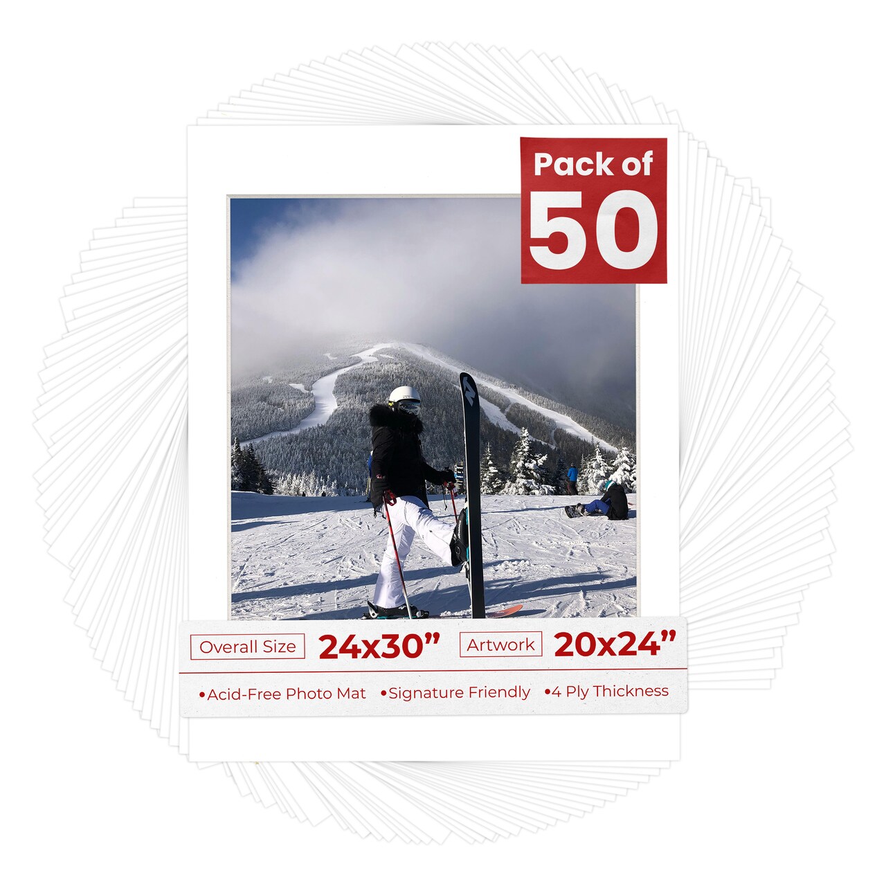 Textured White Mat Board for 24x30 Frames - Fits 20x24 Photos